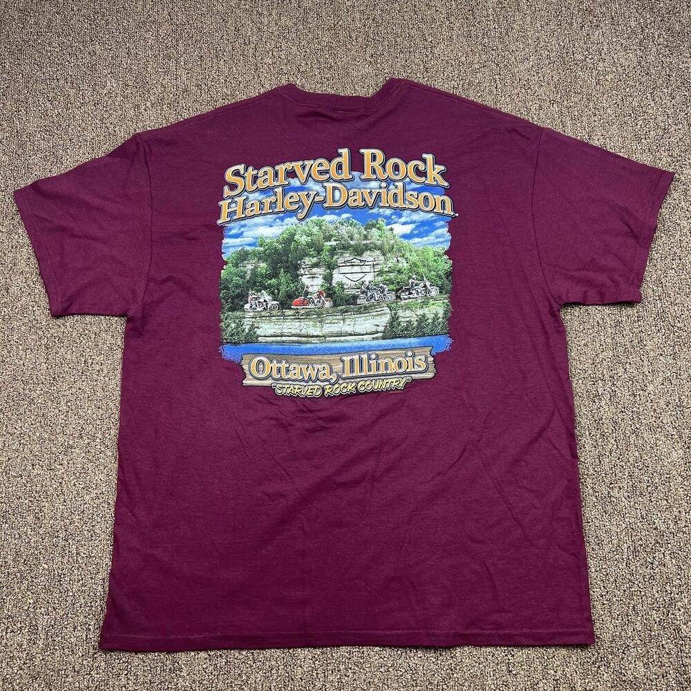 Harley Davidson Starved Rock Ottawa Illinois Red Biker Shirt Size 2XL NWT